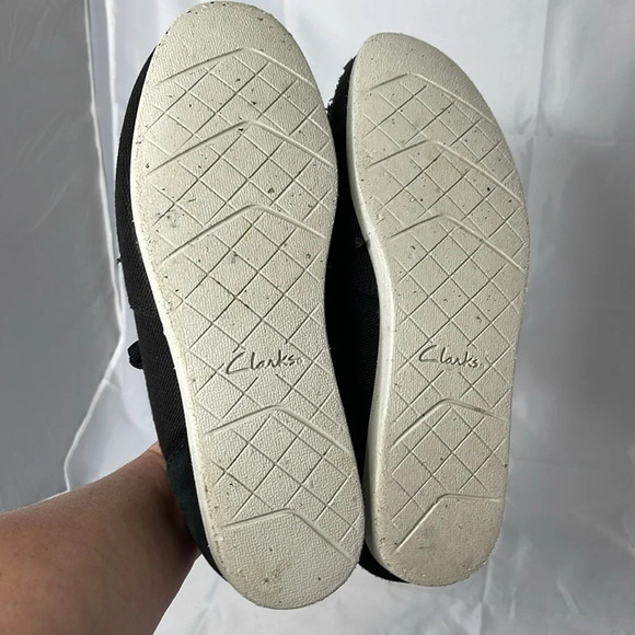 CLARKS Shacrelite Oxford Canvas Leather Black Coastal Lightweight Comfort 10.5 - Picture 8 of 10